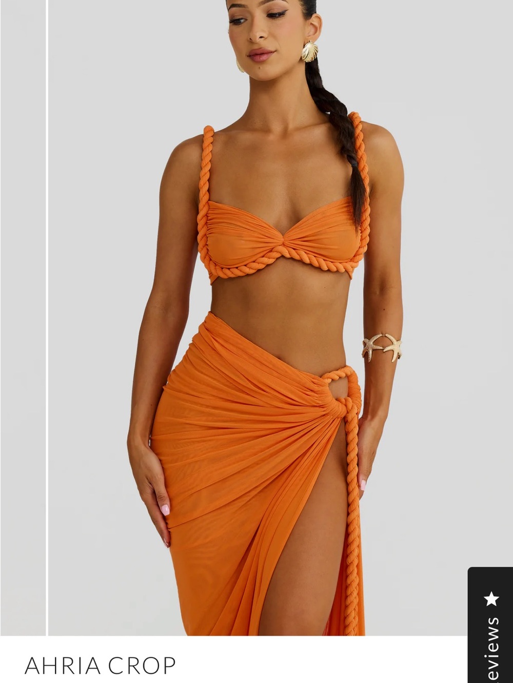 Melani Crop Orange Rope-Trim Bikini & Sarong Set - Picture 3 of 9